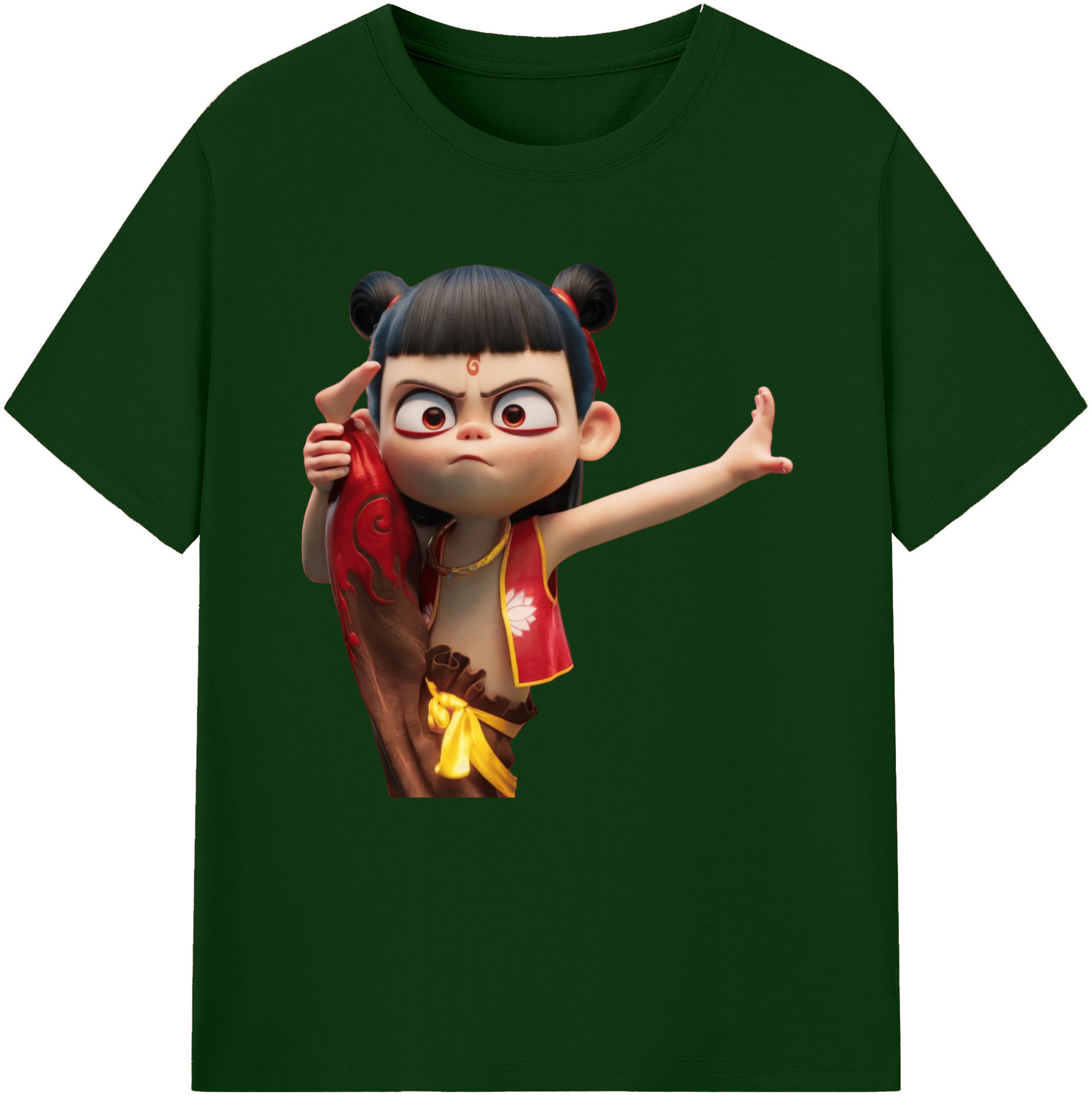 （画像用） Ne Zha 2 ナタ 魔童の大暴れ 綿100％半袖Tシャツ（フロントプリント）